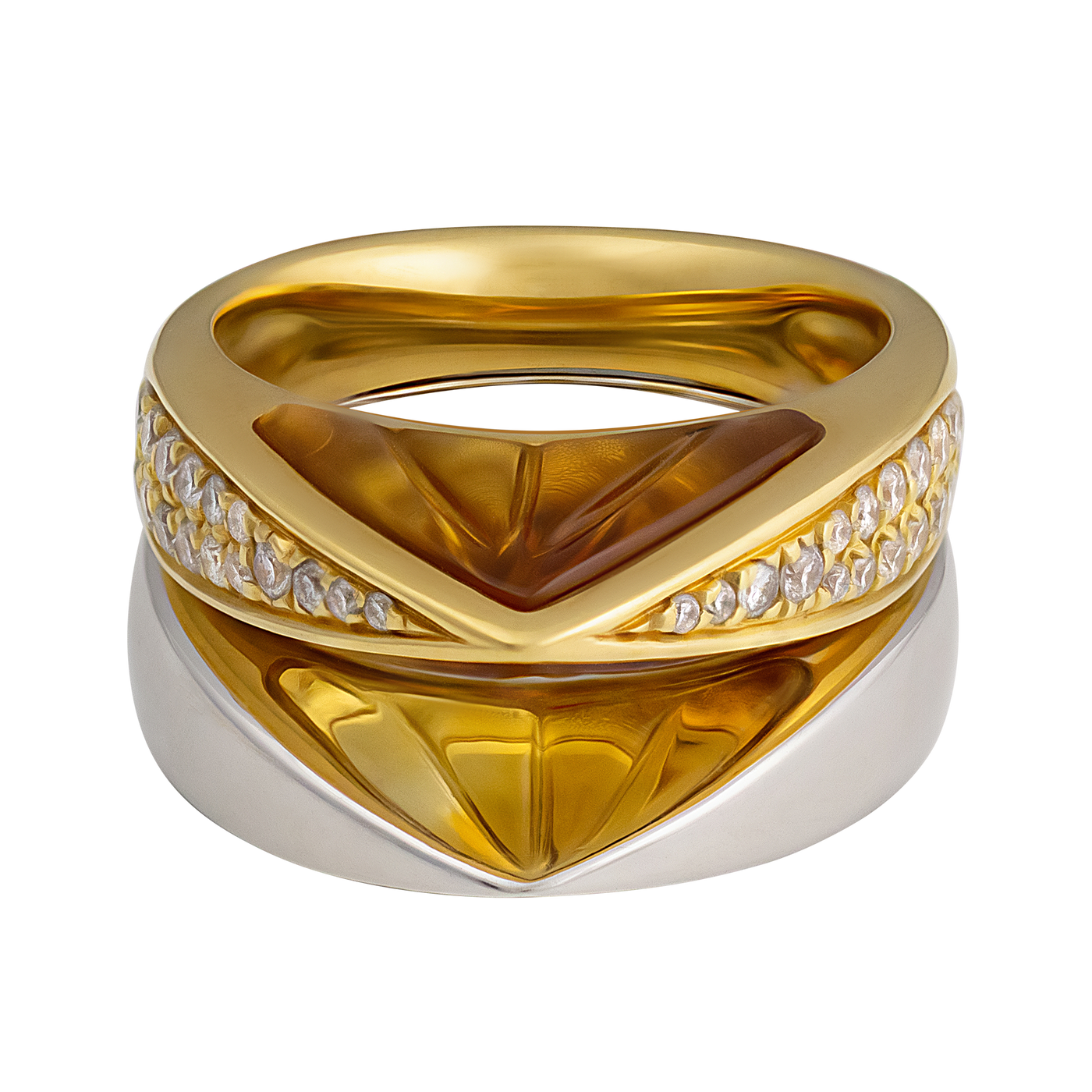 IO SI 18K Yellow & White Gold 0.84ctw Diamond & Citrine Ring