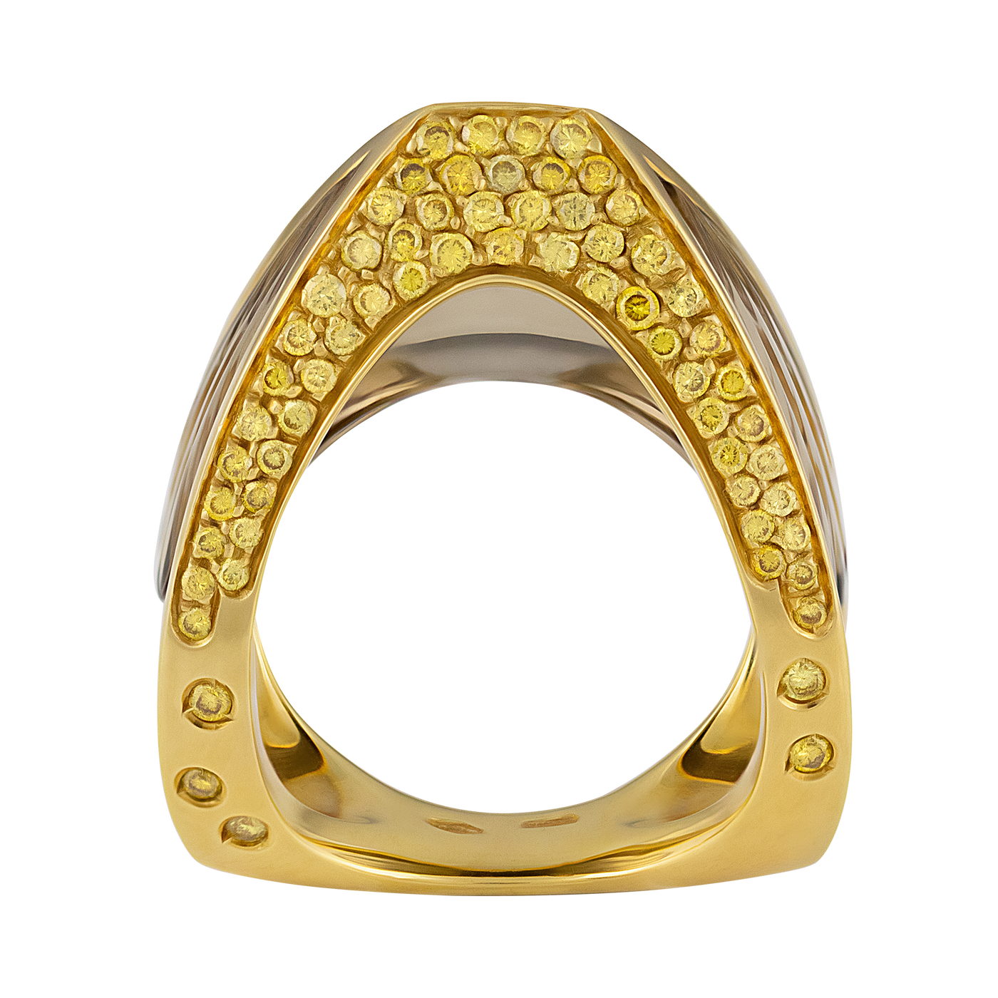 IO SI 18K Yellow Gold 1.14ctw Diamond & Citrine Ring