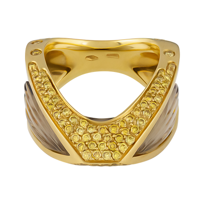 IO SI 18K Yellow Gold 1.14ctw Diamond & Citrine Ring