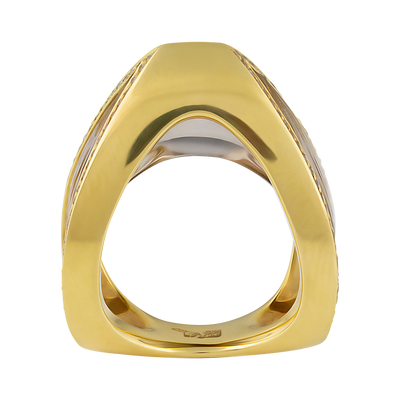 IO SI 18K Yellow Gold 0.32ctw Diamond & Citrine Ring