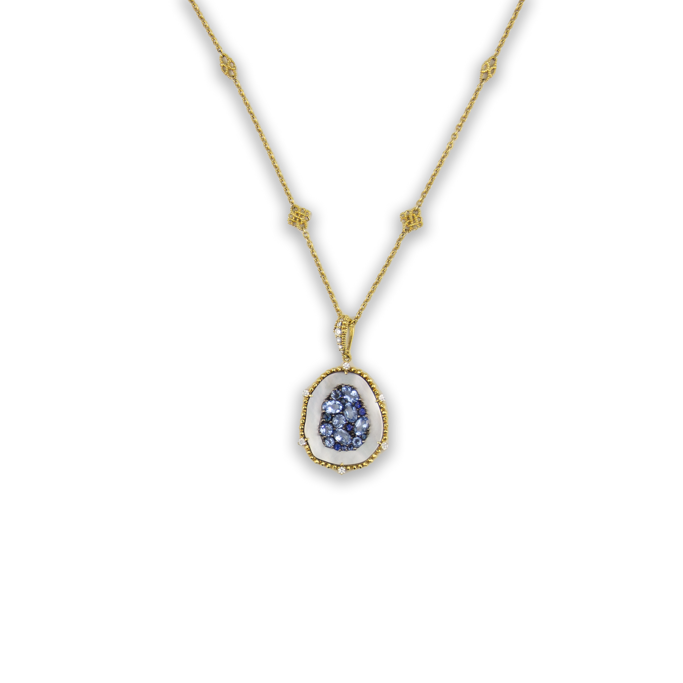 Judith Ripka 18K Yellow Gold Quartz & Sapphire MOP Pendant Necklace