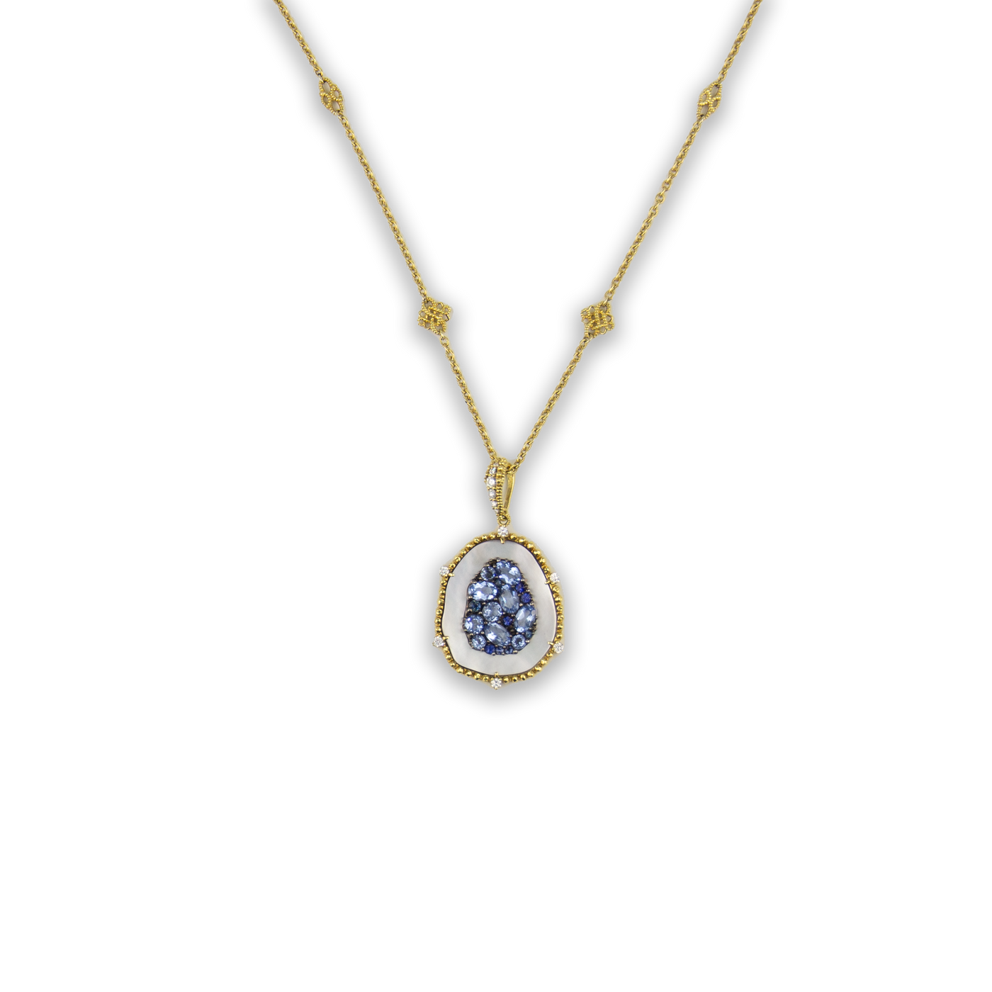 Judith Ripka 18K Yellow Gold Quartz & Sapphire MOP Pendant Necklace ...
