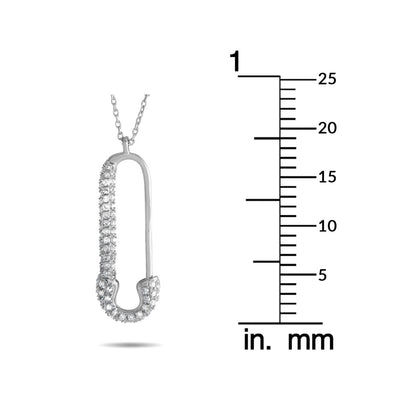 14K White Gold 0.17ct Diamond Safety Pin Necklace