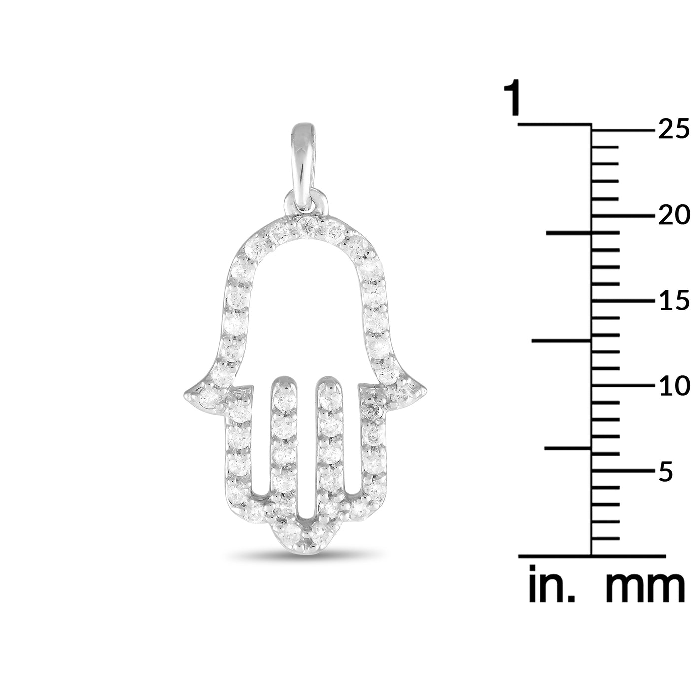 14K White Gold 0.33ct Diamond Hamsa Pendant