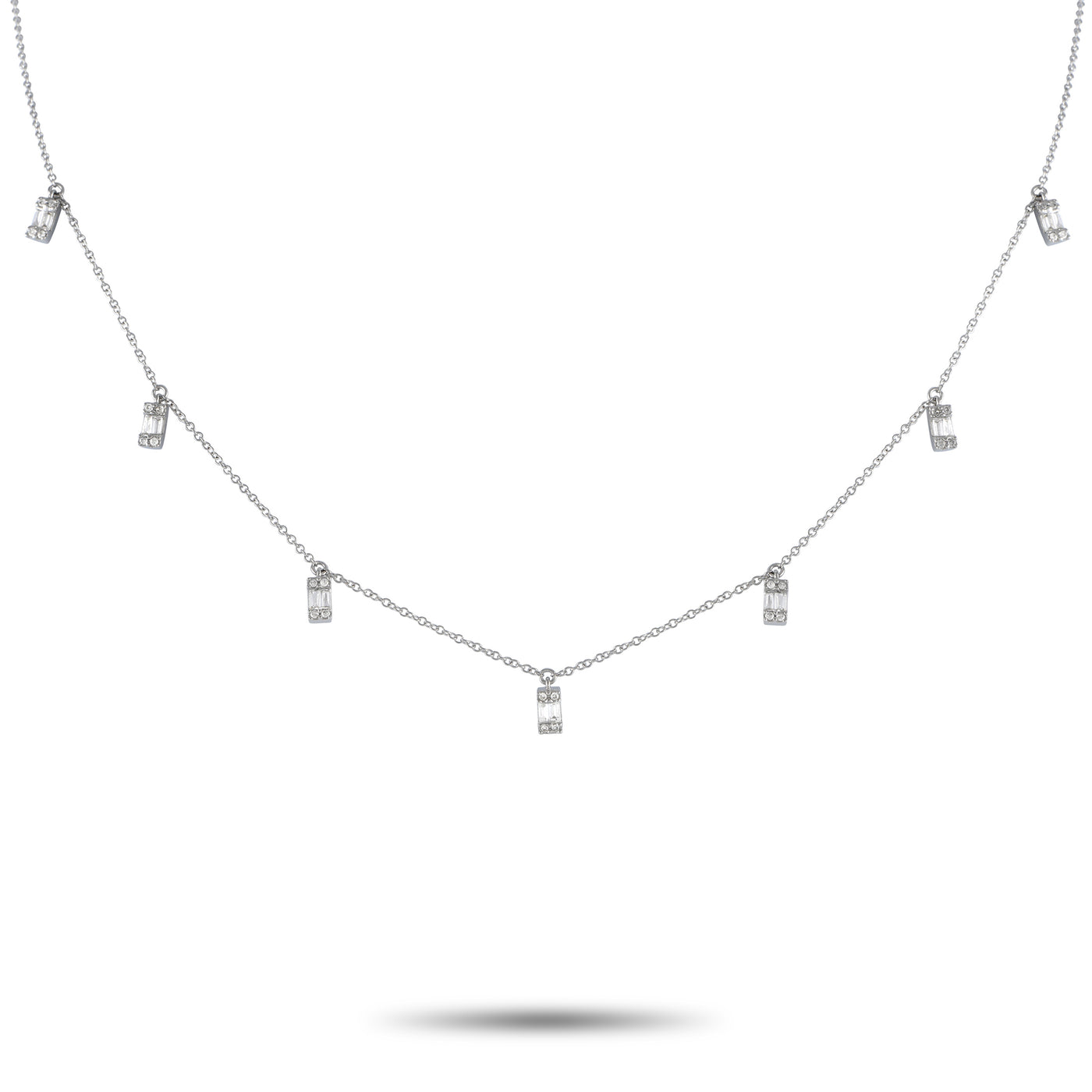 14K White Gold 0.33ct Diamond Station Necklace