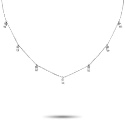 14K White Gold 0.33ct Diamond Station Necklace