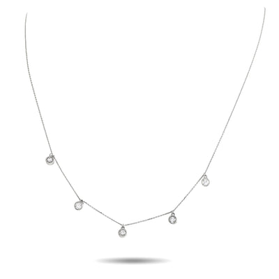 14K White Gold 0.25ct Diamond Station Necklace