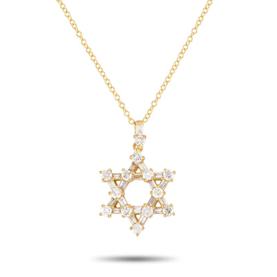 14K Yellow Gold 0.38ct Diamond Star of David Necklace