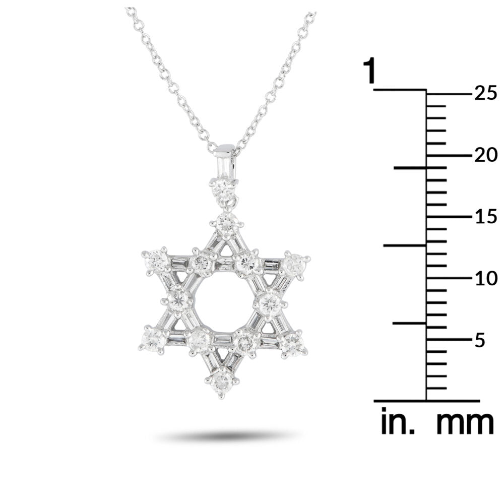 14K White Gold 0.57ct Diamond Star of David Necklace