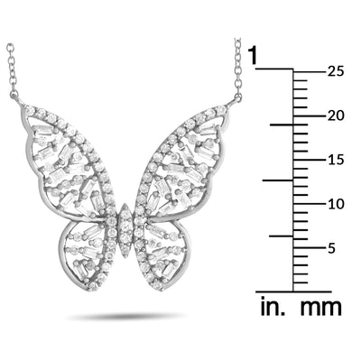 14K White Gold 0.60ct Diamond Butterfly Necklace