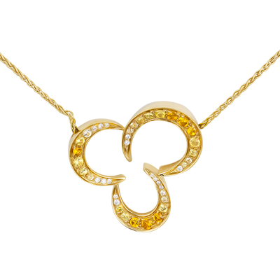 IO SI 18K Yellow Gold 0.14ctw Diamond & Sapphire Necklace