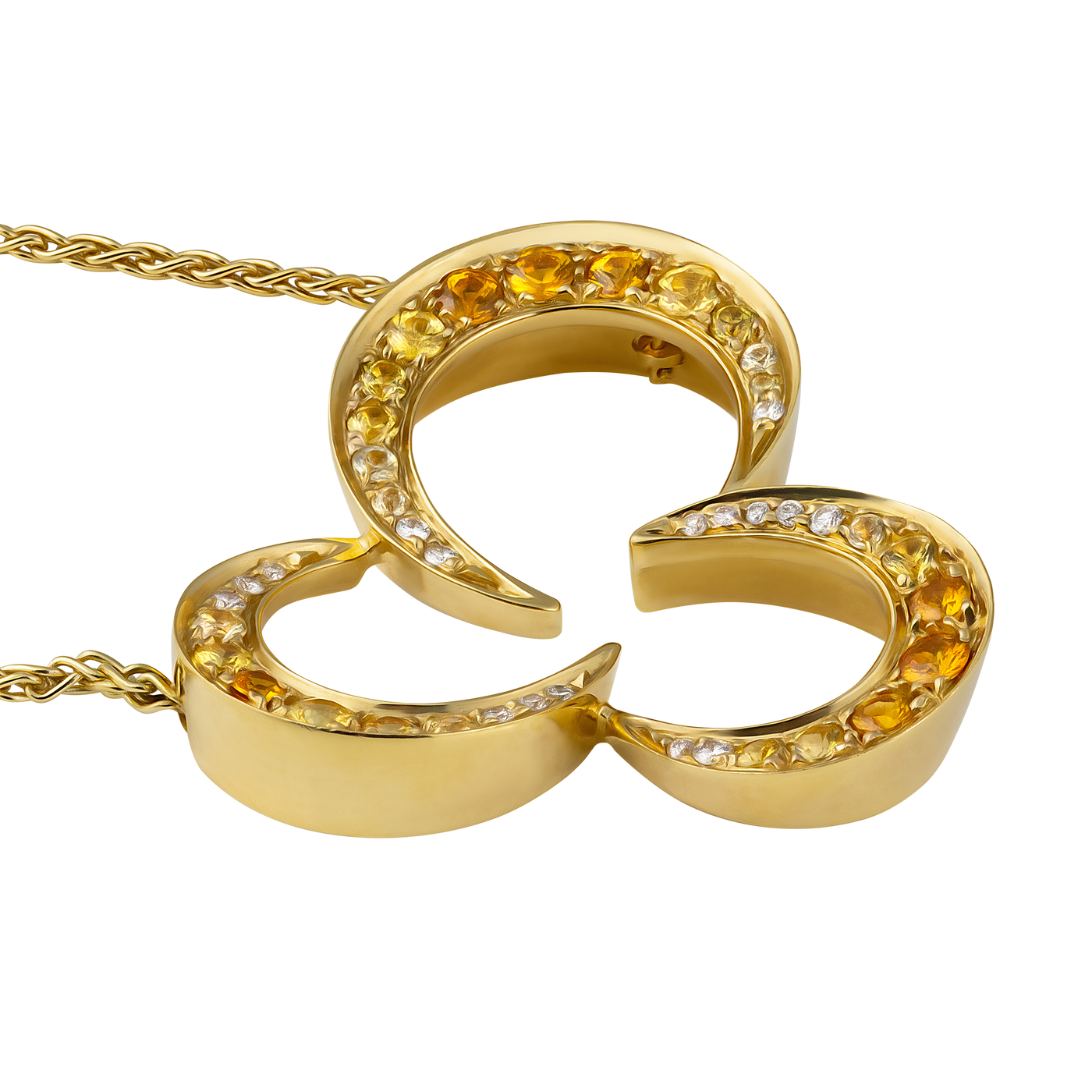 IO SI 18K Yellow Gold 0.14ctw Diamond & Sapphire Necklace