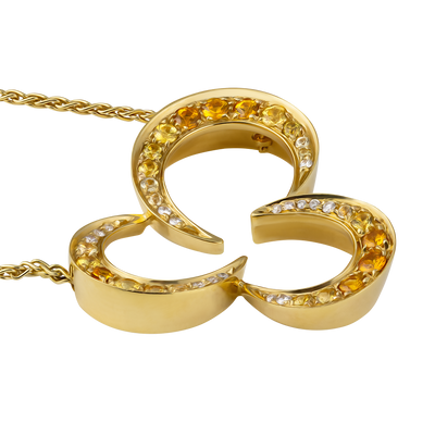 IO SI 18K Yellow Gold 0.14ctw Diamond & Sapphire Necklace