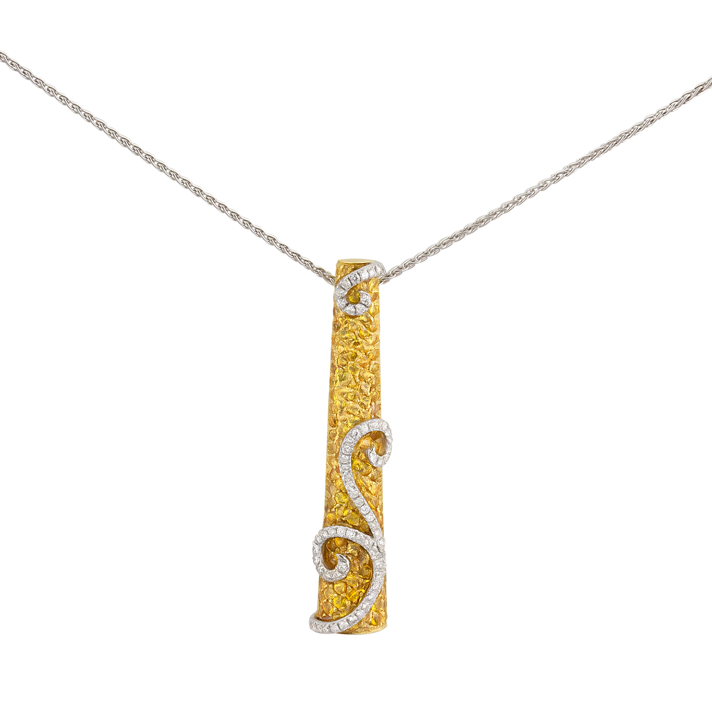 Stefan Hafner 18K Yellow & White Gold Diamond & Sapphire Pendant Necklace