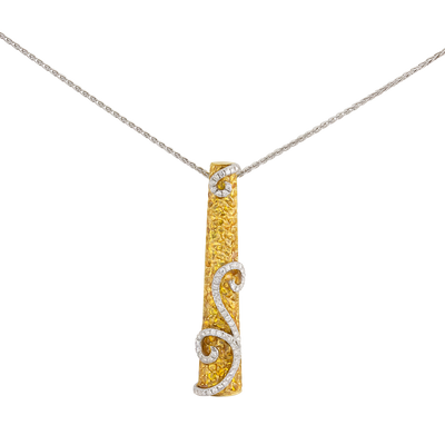 Stefan Hafner 18K Yellow & White Gold Diamond & Sapphire Pendant Necklace