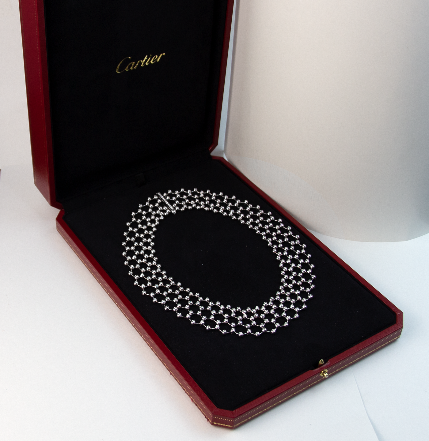 Cartier 18K White Gold Diamond "Perles de Diamants" Necklace