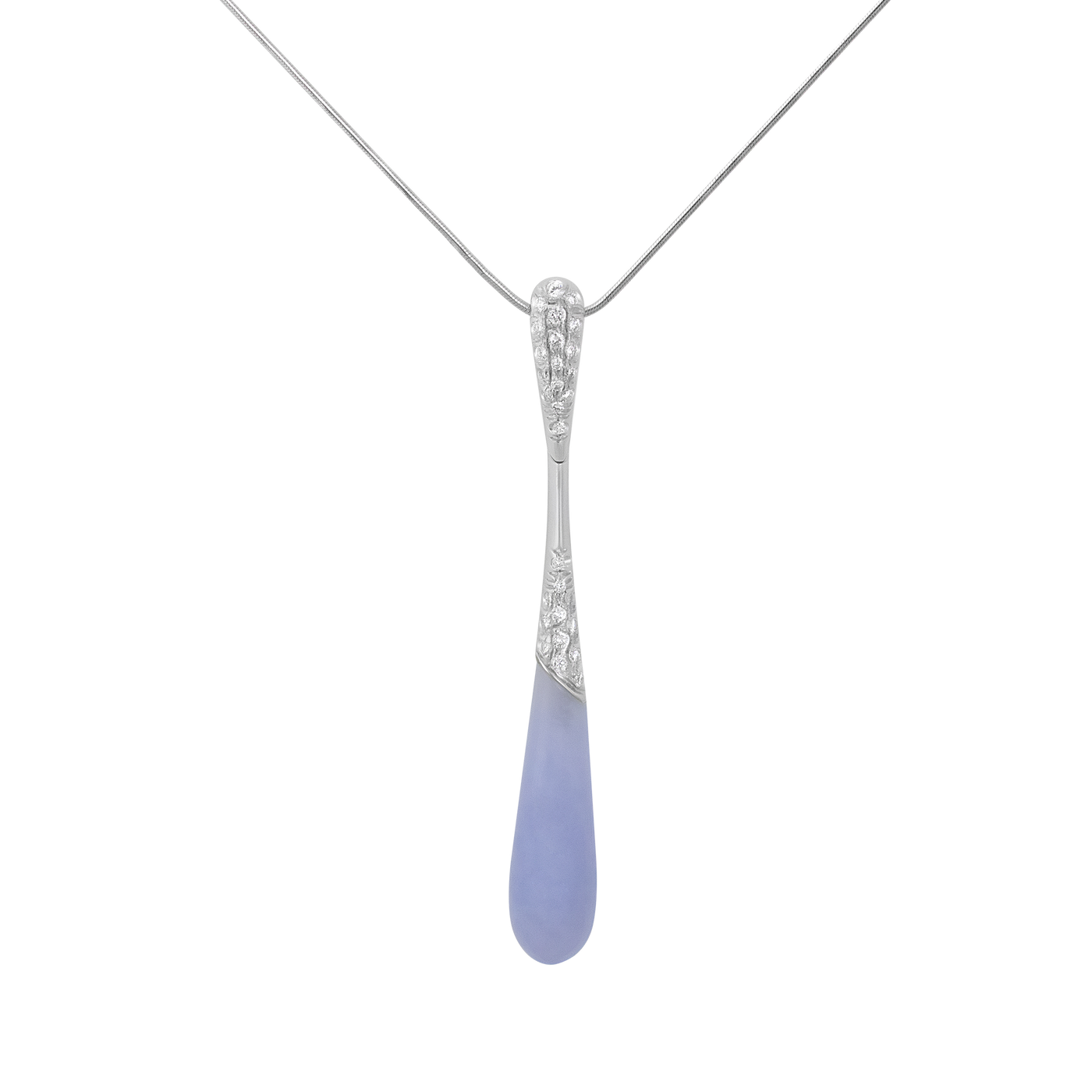 Stefan Hafner 18K White Gold Diamond & Blue Jade Pendant Necklace
