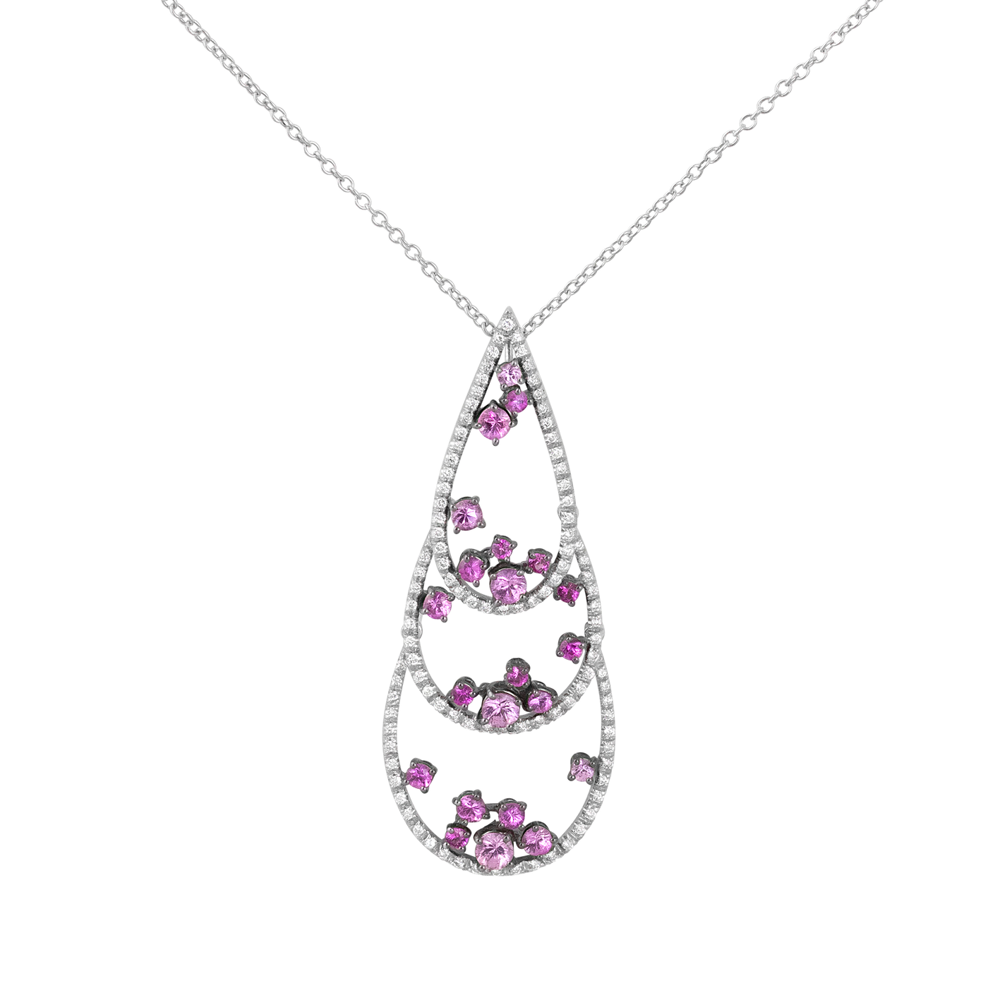 Stefan Hafner 18K White Gold Diamond & Sapphire Pendant Necklace