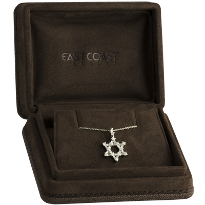 14K White Gold 0.57ct Diamond Star of David Necklace