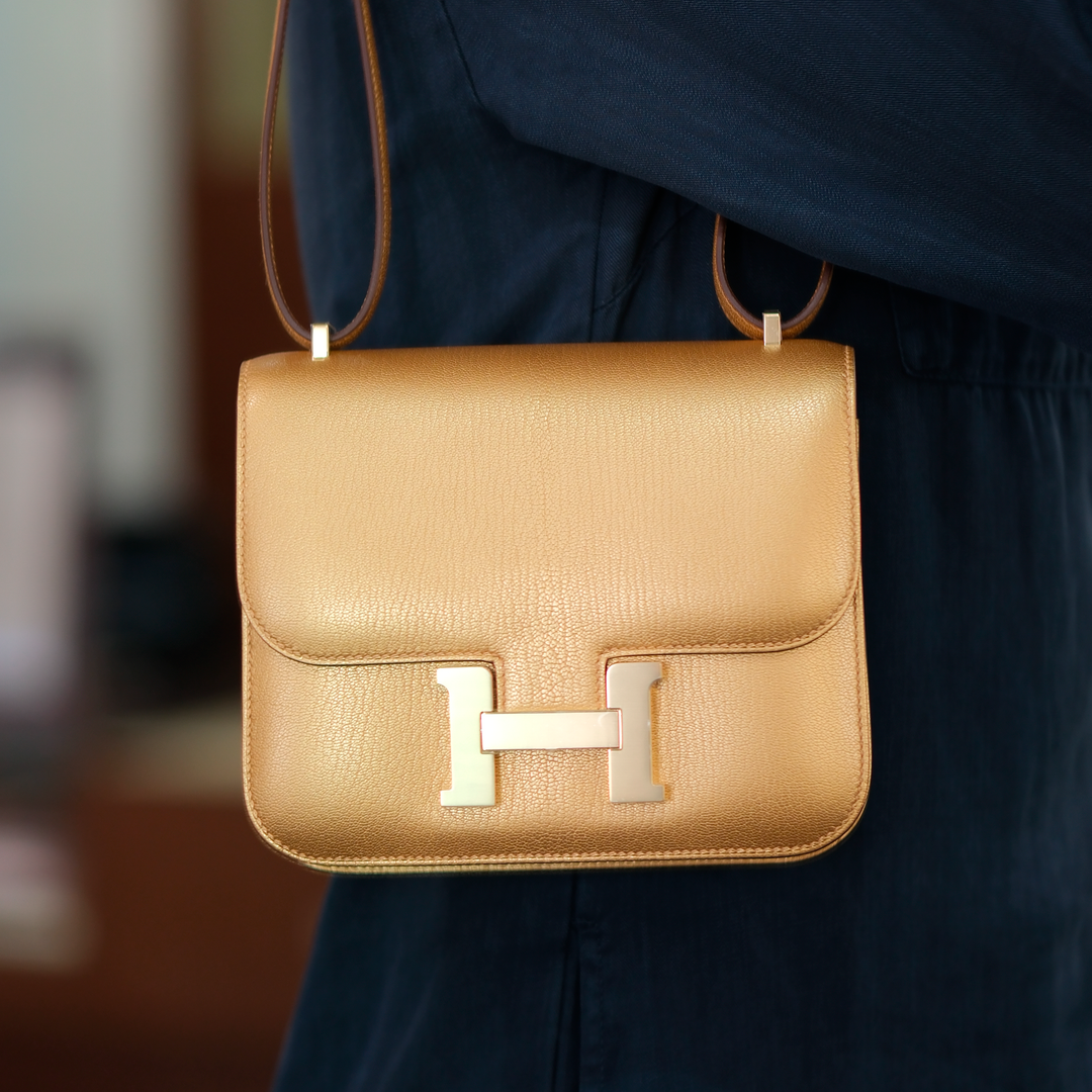 Hermes 2025 Constance 18 Dore Chevre Chamkilight Permabrass