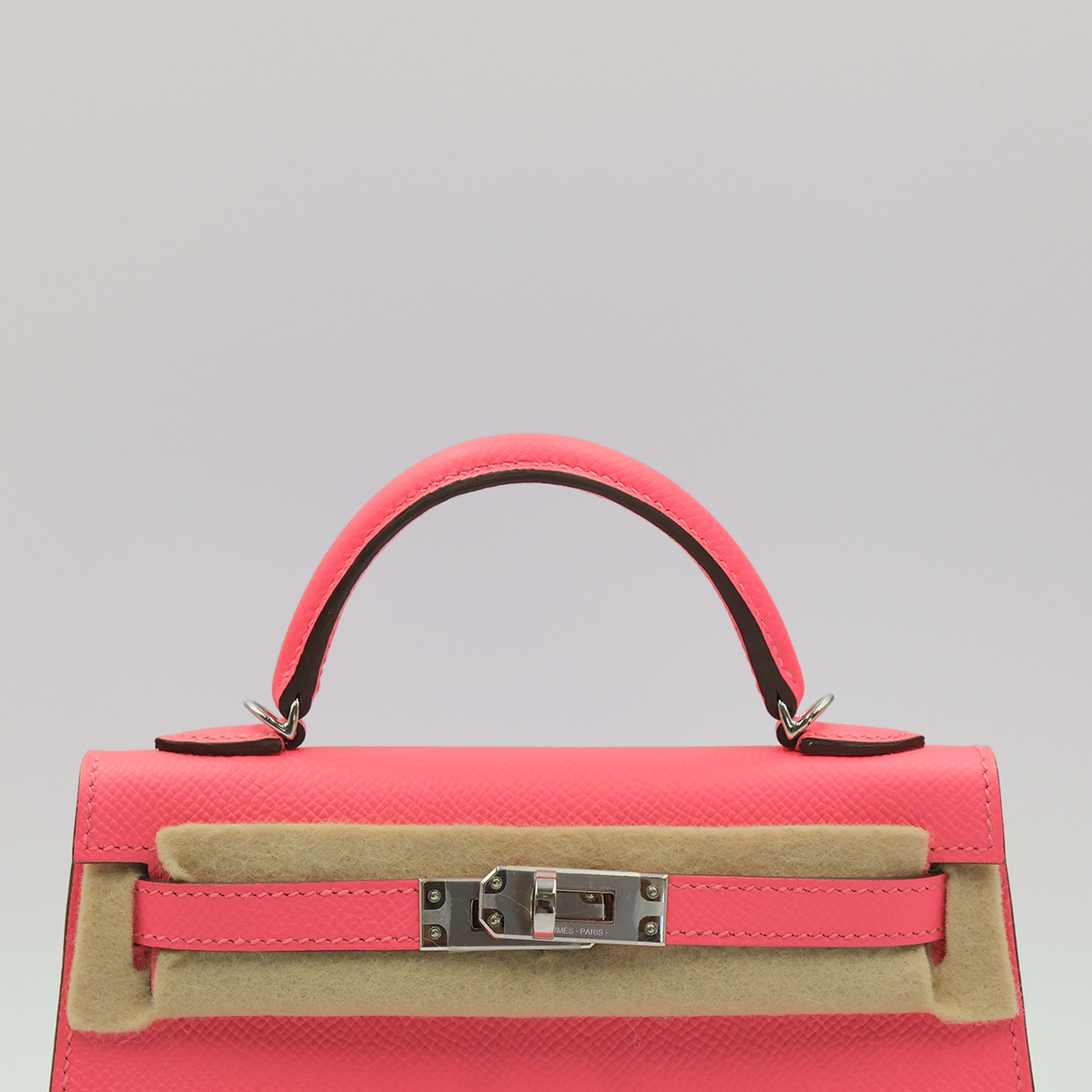 Hermes 2024 Mini Kelly Sellier 20 Rose Azalee Epsom with Palladium Hardware