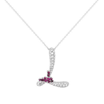 Stefan Hafner 18K White Gold Diamond & Ruby Necklace