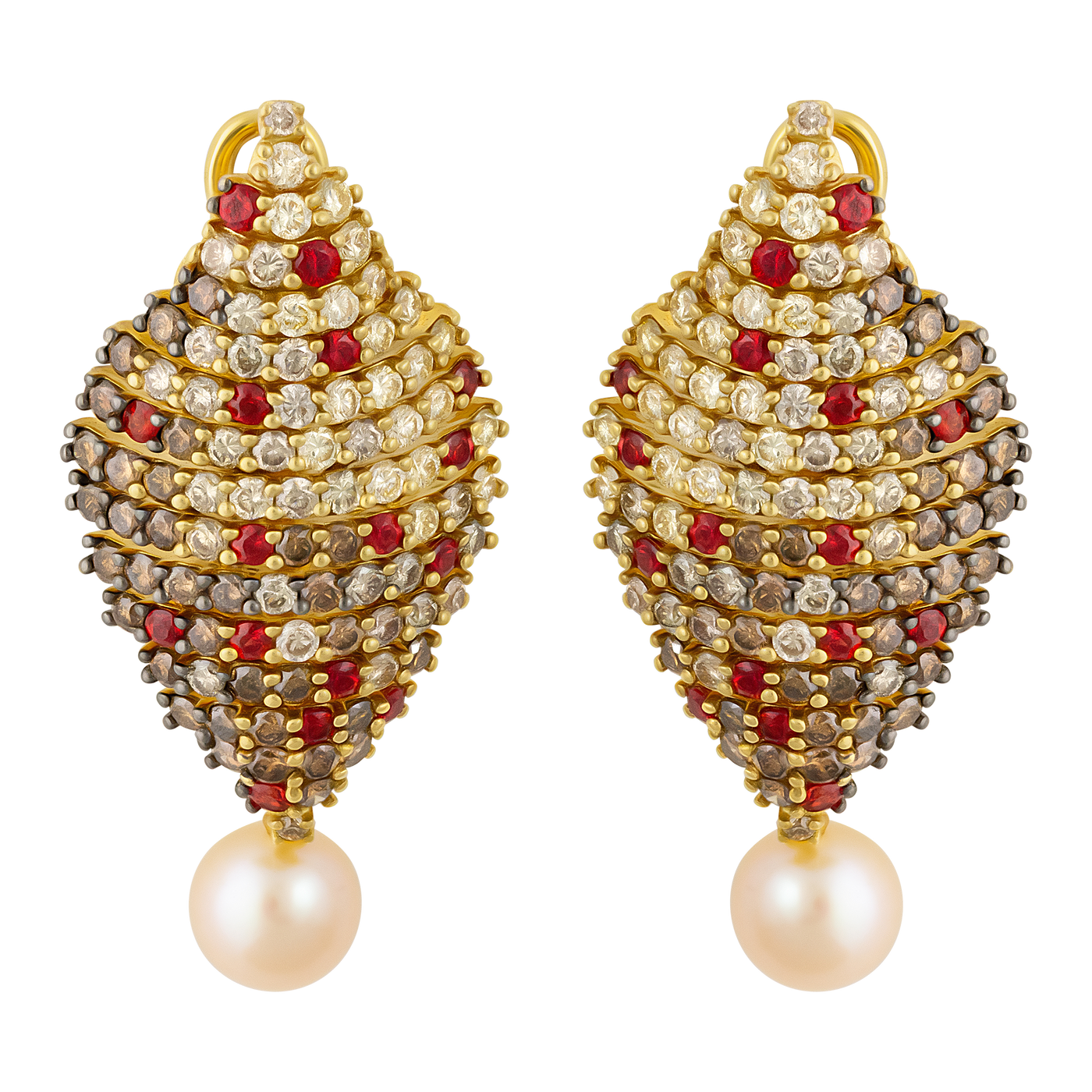 Porrati 18K Yellow Gold 6.52ctw Diamond & Sapphire Earrings