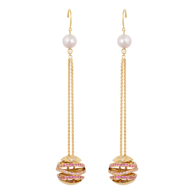 IO SI 18K Rose Gold Diamond & Sapphire Earrings