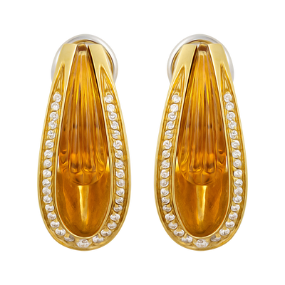 IO SI 18K Yellow Gold Diamond & Citrine Earrings