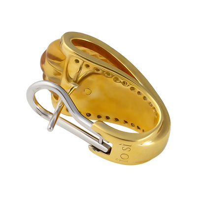 IO SI 18K Yellow Gold Diamond & Yellow Citrine Earrings