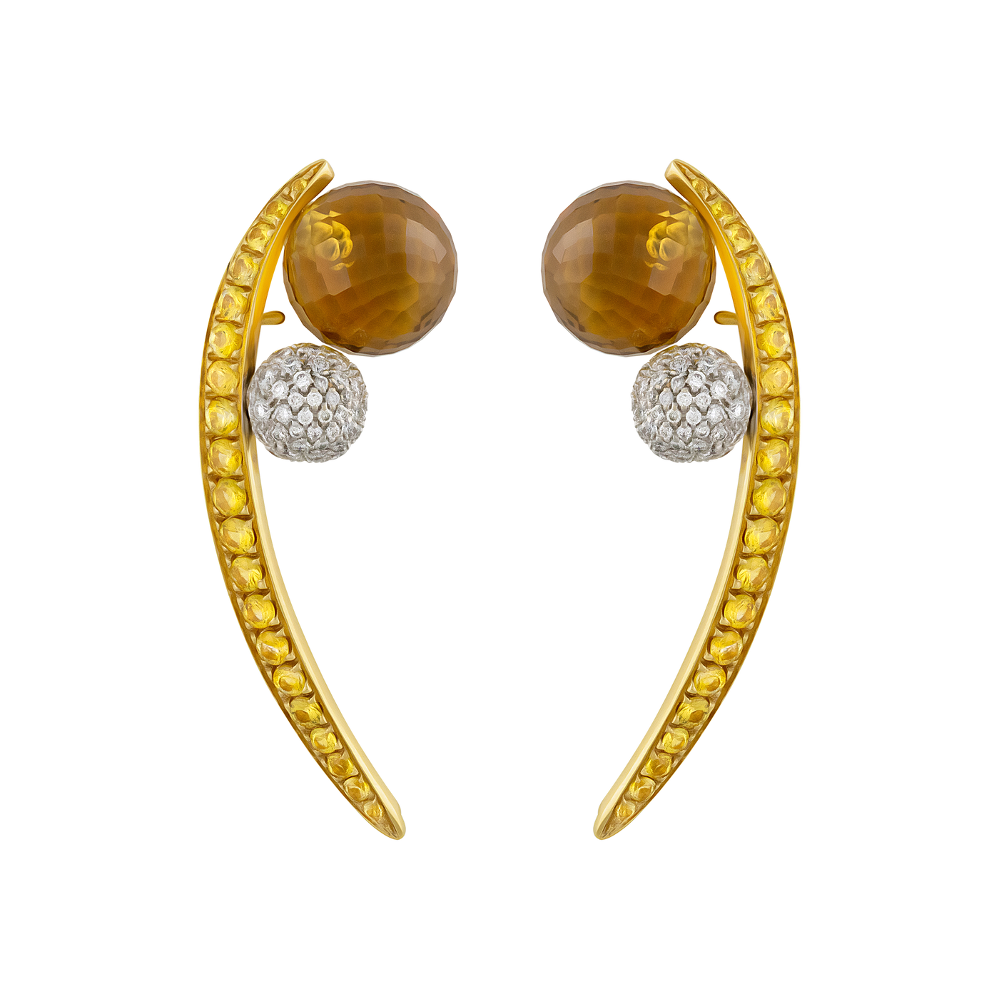 IO SI 18K Yellow Gold Diamond & Sapphire Earrings