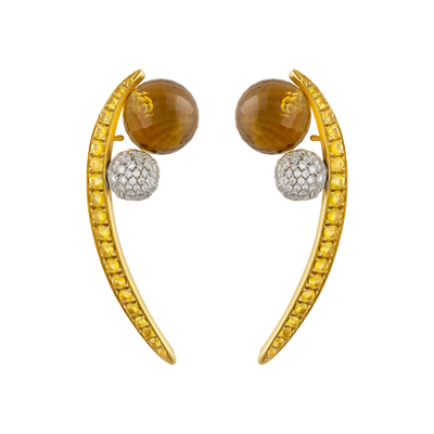 IO SI 18K Yellow Gold Diamond & Sapphire Earrings