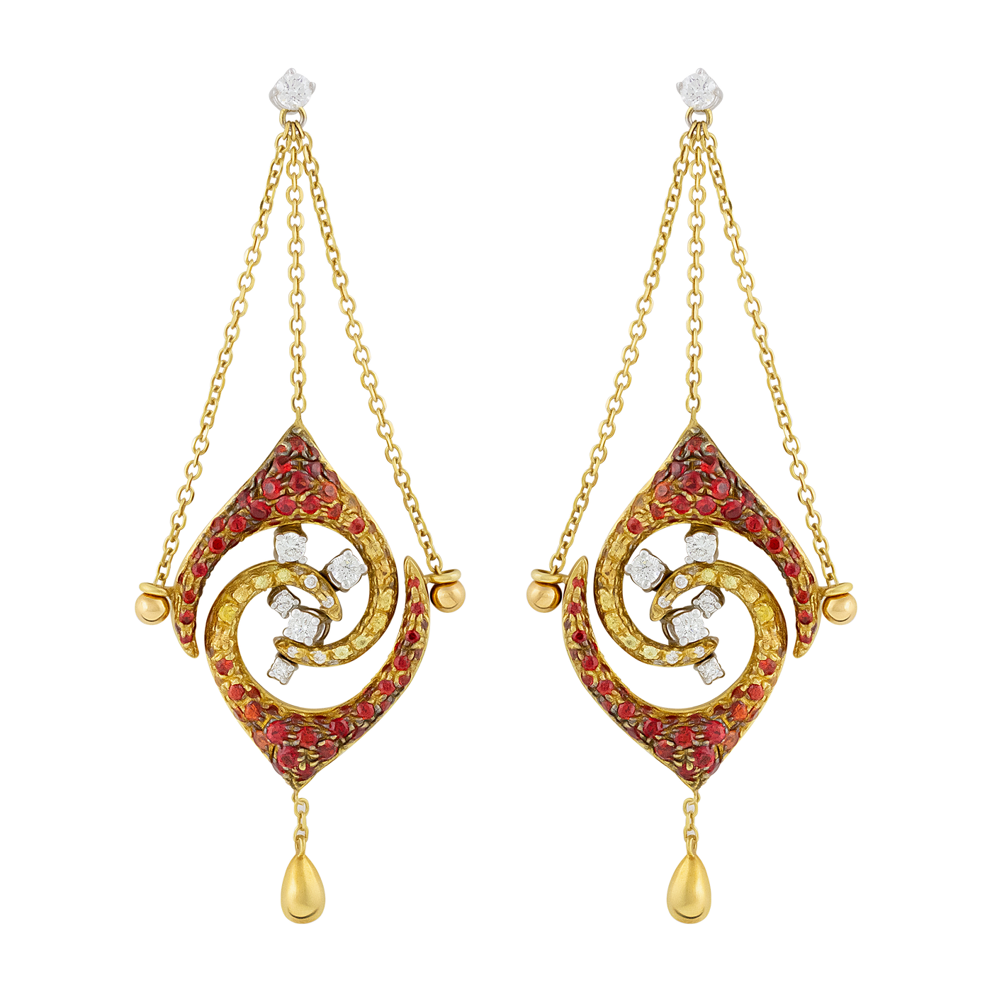 Porrati 18K Yellow Gold Diamond & Sapphire Earrings