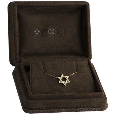 14K Yellow Gold 0.28ct Diamond Star of David Necklace