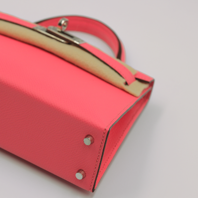 Hermes 2024 Mini Kelly Sellier 20 Rose Azalee Epsom with Palladium Hardware