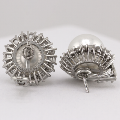 Harry Winston South Sea Pearl & Diamond Platinum Earrings