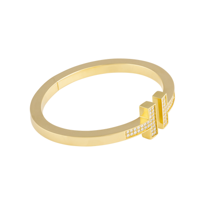 Tiffany & Co. 18K Yellow Gold Diamond T-Pave Square Bracelet