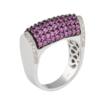ECJ Collection 14K White Gold 0.11ct Diamond & Sapphire Ring