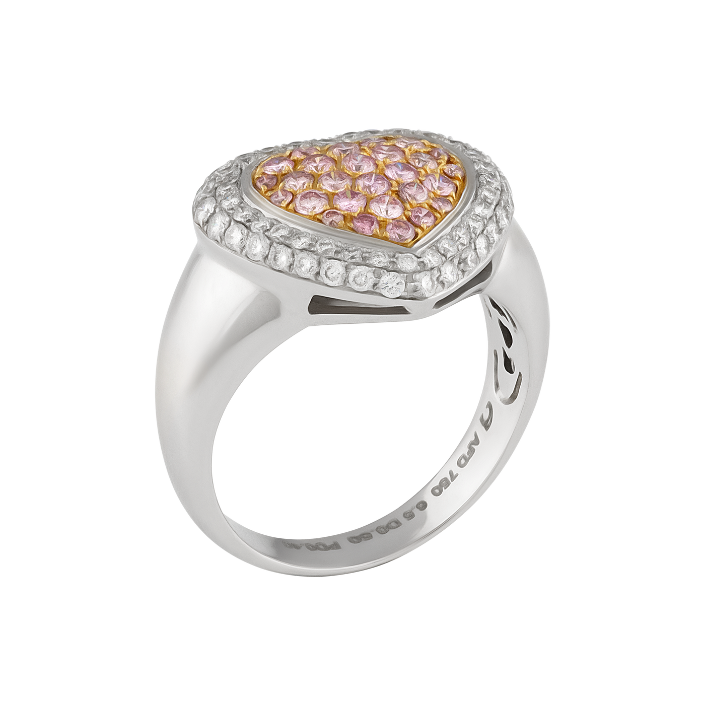 ECJ Collection 18K White Gold Diamond Heart Ring