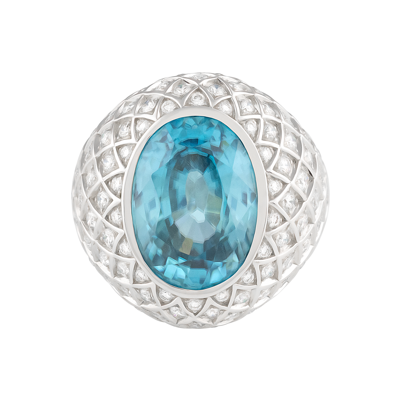 ECJ Collection 18K White Gold Blue Zircon & Diamond Ring