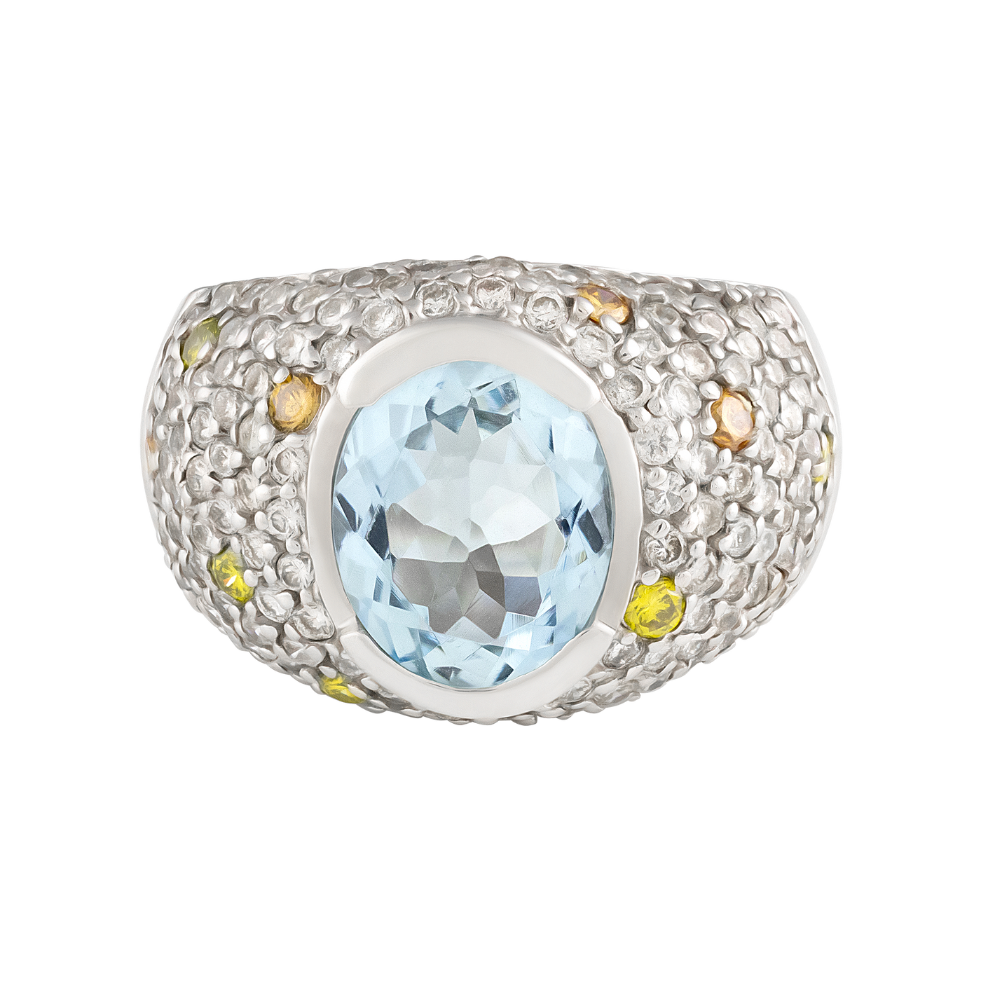 ECJ Collection 18K White Gold Diamond & Aquamarine Ring