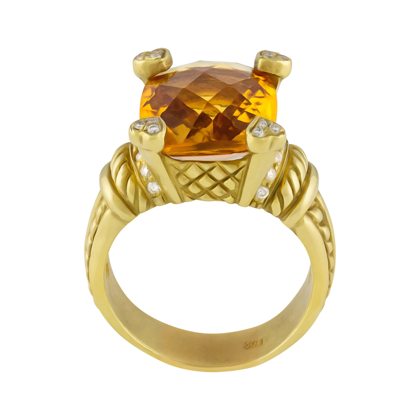 ECJ Collection 14K Yellow Gold Diamond & Citrine Ring