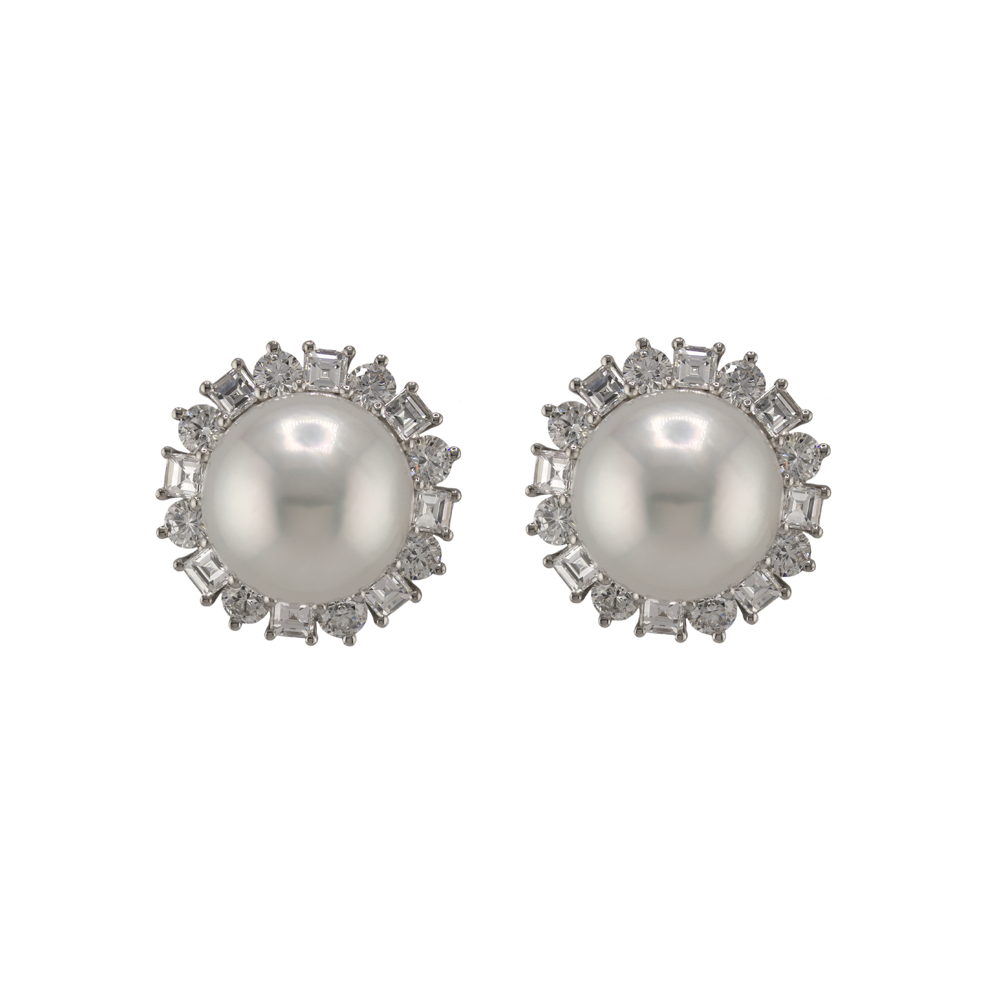 Harry Winston South Sea Pearl & Diamond Platinum Earrings