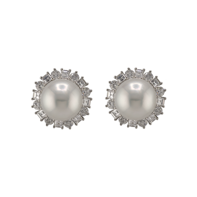 Harry Winston South Sea Pearl & Diamond Platinum Earrings