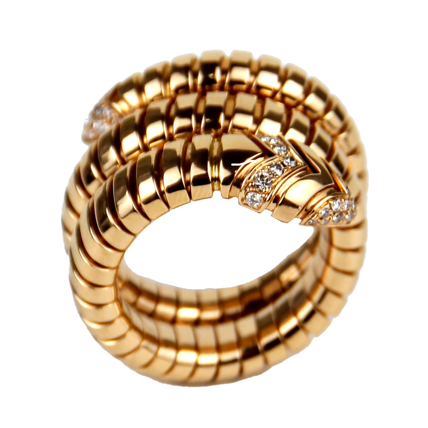 Bulgari Serpenti Tubogas 18K Rose Gold Diamond Ring