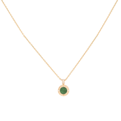Bulgari 18K Rose Gold Necklace with Green Jade and Pave Diamonds