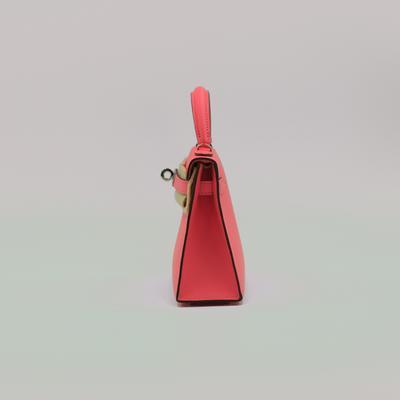 Hermes 2024 Mini Kelly Sellier 20 Rose Azalee Epsom with Palladium Hardware