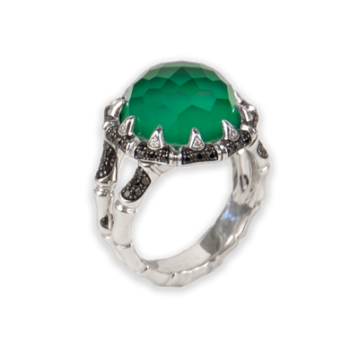 Stephen Webster 18K White Gold Diamond & Green Agate Ring