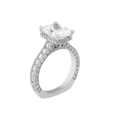 ECJ Collection 18K White Gold 3.01ctw GIA Diamond Pave Engagement Ring