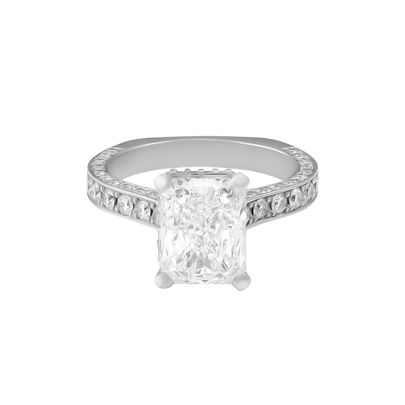 ECJ Collection 18K White Gold GIA Diamond Pave Engagement Ring 3.01ct.